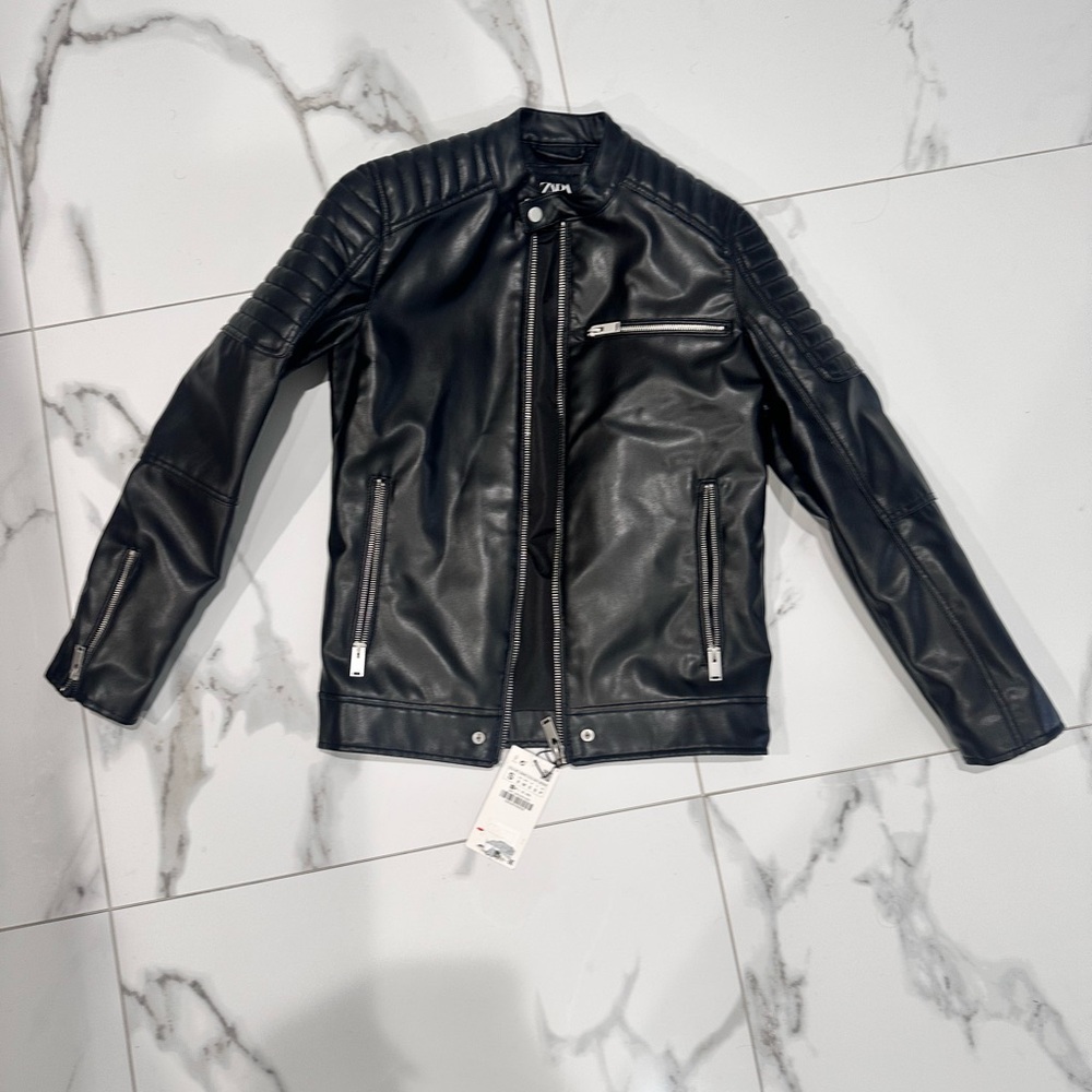 Zara Black Leather-Style Jacket